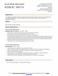 Front Desk Attendant Resume Samples Qwikresume