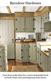 Barndoor Hardware View Barn Door Sliding Door Combined With Flat Track Hardware Farmhouse Style Kitchen Cabinets Old Farmhouse Kitchen Kitchen Cabinet Styles