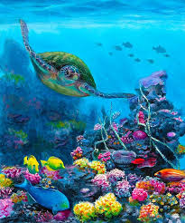 Secret Sanctuary Hawaiian Green Sea Turtle And Reef By Karen Whitworth Turtle Art Turtle Painting Sea Turtle Art