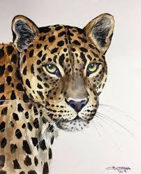 Ceylon Leopard Big Spotted Cat Portrait Wild Animal Original Watercolor Painting Impressionism Leopard Painting Leopard Watercolor Animal Paintings