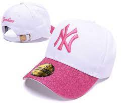 Men S Women S New York Yankees Pink Shimmer Shine Brim Baseball Adjustable Hat White Pink Yankees Gear Adjustable Hat New York Yankees