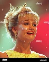 Miss California Lyndsay Kahler, 22, representing the City of Orange, smiles  after being crowned Saturday, June 22, 1996 in Fresno, Calif., during the  Miss California Pageant at the William Saroyan Theater in