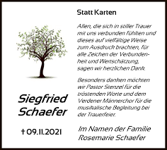 Traueranzeigen von Siegfried Schaefer