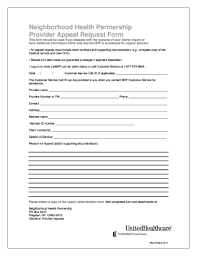 Attach all supporting documentation to the completed request for claim review form. Fillable Online Provider Claim Appeal Request Form Neighborhood Health Fax Email Print Pdffiller