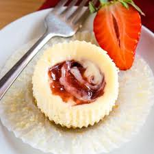 Easy Mini Strawberry Swirl Cheesecakes Recipe Strawberry Swirl Cheesecake Cheesecake Calories Easy Cookies