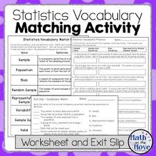 This Activity Includes Three Parts A Matching Activity A Worksheet And An Exit Slip In The Matching Activit Vocabulary Matching Activity Algebra Resources