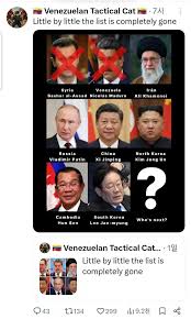 ベネズエラ人がただいまあげた X 文. 私は世界人たちは誰がこの世の中で消されるかもうすべて分かっている姿だ. 解釈 : 