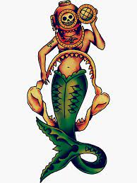 In art, they are often shown with a mirror and a comb. Skull Mermaid Tattoo Design Sticker By Jamesshannon In 2021 Mermaid Tattoo Designs Mermaid Tattoo Traditional Mermaid Tattoos