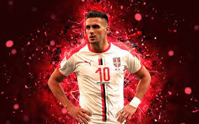 Download Wallpapers Dusan Tadic 4k Abstract Art Serbia National Team Fan Art Tadic Soccer Footballers Neon Lights Serbian Football Team Besthqwallpaper Football Team Football World Football