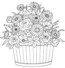 Simple flower coloring pages for quick fun, or more complex pages to extend your coloring enjoyment. Flowers In A Basket Flower Coloring Pages Coloring Pages Colouring Sheets For Adults