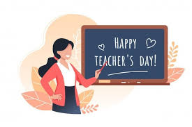 Happy Teachers Day Young Woman Teacher Holds A Pointer And Stands Near The School Board Cartoon Illustration Happy Teachers Day Teachers Day Teachers Day Poster