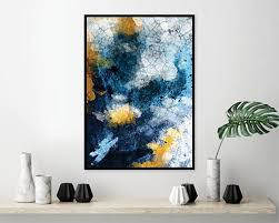 Printable Abstract Art In Navy Blue And Gold Downloadable Blue Etsy Abstract Gold Wall Art Abstract Wall Art