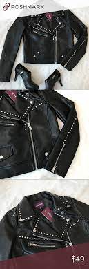 Vigoss Faux Leather Black Studded Moto Jacket M Black Studded Clothes Design Moto Jacket
