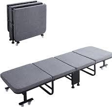 Folding Bed Rollaway Bed Portable Foldable Bed With Mattress Fold Up Bed With Wheels Easy Storage Space Saving Sturdy Frame Walmart Com Walmart Com