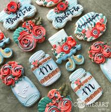 Bridal Shower Wedding Mason Jar Sugar Cookies Decorated Bridal Cookies Beautiful Cookies