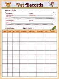 Printable Veterinary Record Instant Download Pdf