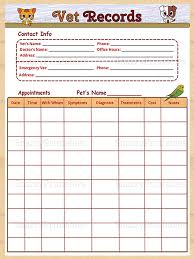 printable veterinary record instant download pdf