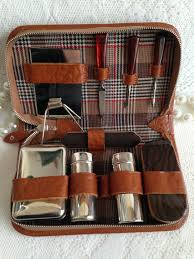 German Vintage Mens Shaving Kit Leather Case Chrome Caddies Etsy Mens Shaving Kit Leather Leather Case