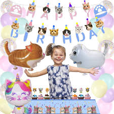 Your child's cat party will be a hit with diy ideas, creative decor ideas, and cute birthday ideas that no one will have! Buy 63pcs Cat Party Decorations Cat Happy Birthday And Meow Cat Face Banner Cat Cake Toppers Walking Cat Balloons For Pets Cat Lover Kids Cat Theme Birthday Party Online In Vietnam B093fztcks