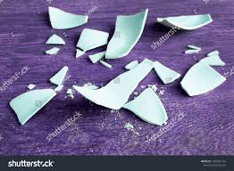 White Shards Of A Broken Plate On Purple Background Splinters Of A Broken Dish Fragments Of A White Plate Poster Design Inspiration Purple Backgrounds Purple