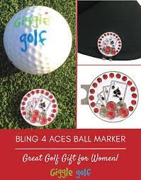 4 Aces Bling Golf Ball Marker With Hat Clip Great Golf Gift For Women Giggle Golf Fun Golf Accessories For Ball Markers Golf Ball Gift Golf Birthday Gifts