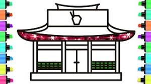 Chinese Restaurant With Glitters Coloring Pages How To Draw Restaurant Youtube