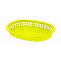 QY-0301002-Y Yellow Plastic Oblong Basket 10-3/4" x 7" x 1-1/2" | Case of 12