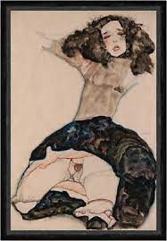 Black-Haired Girl with Lifted Skirt Egon Schiele Frauen Nackt Rock Faks_B  01606