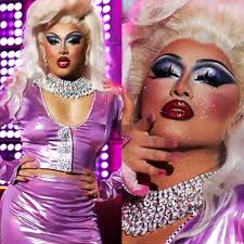 Morphine drag queen's glittery skin and look