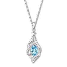 Blue White Topaz Necklace Sterling Silver 10k Rose Gold Jared Topaz Necklace White Topaz Necklace Modern Diamond Jewelry