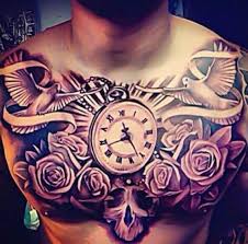 Dove Chest Tattoo Designs Tattoo Doves Clock And Roses Chest Men Chest Piece Tattoos Pieces Tattoo Tattoos For Guys