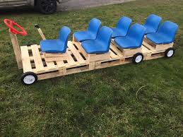 Ding Ding 🔔 welcome to our pallet bus 🚌made from reclaimed pallets,  recycled school chairs and recycled wheels and gear stick!! Can be made  into a car or 2 seater, hope you