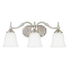 Quoizel Tritan 3 Light Wall Mount Light Fixture In Brushed Nickel With Glass Shades Bed Bath Beyond