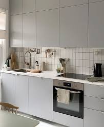 Maybe you would like to learn more about one of these? Grey Ikea Kitchen Minimalist Kitchen White Metro Tiles Simple Design Kitchen Designs Layout Kitchen Layout Kitchen Design Small