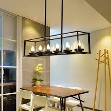 Metal Glass Candle Island Chandelier With Rectangle Shade Antique Style Ceiling Light In Black For Dining Room Beautifulhalo Com