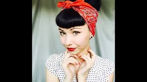 Rockabilly/Pin Up Look:Bettie Bangs and Bouffant Style With Bandana
