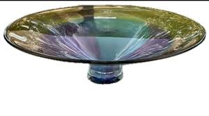 Lewis Olsen Console Bowl Art Glass 1994 Applied Foot Beautiful Signed  Vintage