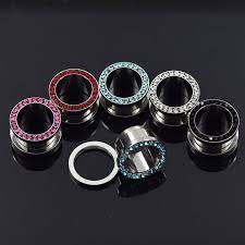 Aliexpress Com Buy Ear Expander Piercing 1 Pair Stainless Steel Red Single Row Gem Screw Back Flesh Body Piercing Jewelry Piercing Jewelry Ear Tunnels Plugs