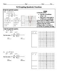 Holt Algebra 9 3 Graphing Quadratic Functions Worksheet Doc Pdf Quadratics Quadratic Functions Graphing