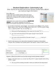 Fill gizmos calorimetry lab answers, edit online. How To Calculate The Specific Heat Of A Calorimeter