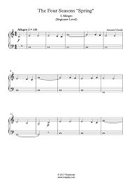 Aus der serie klassische meisterwerke zum kennenlernen. Klavier Musiknoten Die Vier Jahreszeiten Fruhling I Allegro Anfanger Vivaldi