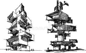 Architectural drawings are the technical representation of a building that is made prior to the beginning of the construction process. Architectural Sketch Of Two Modern Abstract Buildings Stock Vector Illustration Of Perspective Proposal 121602843