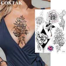 Roses and other symbols chest tattoo. Coktak Triangle Diamond Temporary Rose Tattoos Floral Body Art Arm Chest Tatoo Stickers Waterproof Diy Morning Glory Fake Tattoo Temporary Tattoos Aliexpress