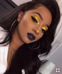 Black And Yellow Eyeshadow Looks Pin By Candy Colored Beauty Makeup On Make Up Looks Eye Makeup Yellow Makeup Dark Skin Makeup
