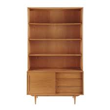 Bibliotheque Vintage En Chene Massif Doree L 120 Cm Bibliotheque En Bois Portobello Fauteuil En Velours Bleu