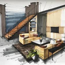 Interior Rendering Sketch By Tihomirov Sketch Take A Look At Sketchmuseum F Interior Architecture Drawing Interior Design Renderings Interior Design Drawings