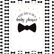 Some guest even had the opportunity to make custom bow ties for baby branson! Baby Shower Invitation Template With Sparkle Golden Stars Bow Royalty Free Cliparts Vectors And Stock Illustration Image 93265562