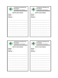 Kotak yang satu dengan kotak yang lain pada lajur diatasnya kotak saran. Form Keluhan Kotak Saran Docx