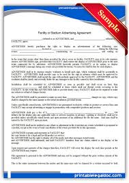 Free Printable Facility Or Stadium Advertising Agreement | Sample ...