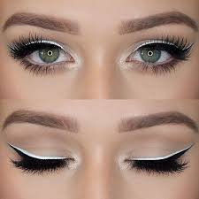 Black And White Eyeshadow Makeup Simple Clean Graphic Liner By Makeup Char Wearing Our Boudoirlashes Repost Black White Line No Eyeliner Makeup Black And White Makeup White Makeup
